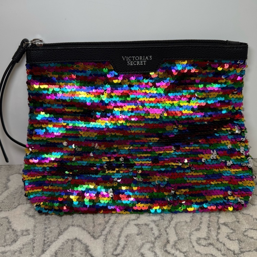 Victoria Secret multi color make up bag zipper top